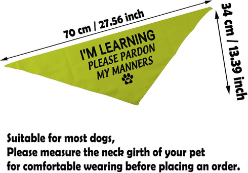 1 Piece Resue I'm Learning Please Pardon My Manners Dog Bandana Give Space Rescue Dog Bandana Pardon Dog Scarf (I'm Learning D)...
