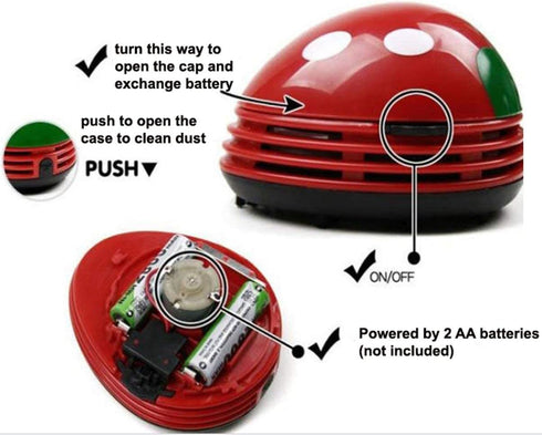 Ladybug Vacuum Cleaner - Mini Vacuum Cleaner Portable Corner Desk Vacuum Cleaner Mini Cute Vacuum Cleaner Dust Sweeper 1Pcs...