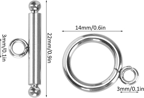 Stainless Steel OT Buckle, Necklace Toggle Clasps Standard Jewelry Connectors End Clasps T Bar Closure DIY Jewelry Making Supplies for Women Brace...