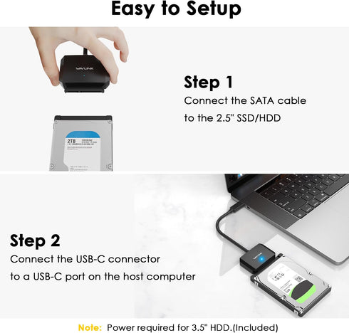 SATA to USB C Adapter Cable,USB to SATA III Hard Drive Converter,External Connector for 2.5" 3.5" SSD/HDD, Support UASP, Trim, S.M.A.R.T, Auto-Sle...