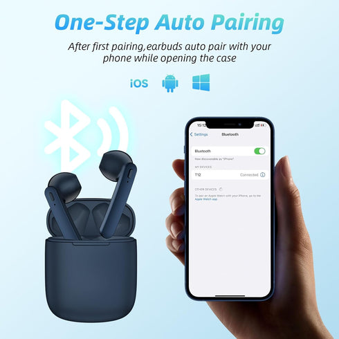 Wireless Earbuds 40H Playtime 8H Continuous Playtime Bluetooth Ear Buds, IPX6 Waterproof Stereo Sound Bluetooth Wireless Headphones with Microphon...