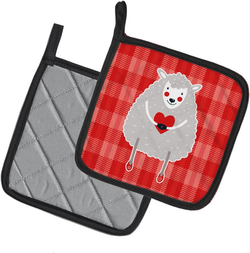 Caroline's Treasures BB6762PTHD Lamb Love Pair of Pot Holders Kitchen Heat Resistant Pot Holders Sets Oven Hot Pads for Cooking Baking BBQ, 7 1/2 ...
