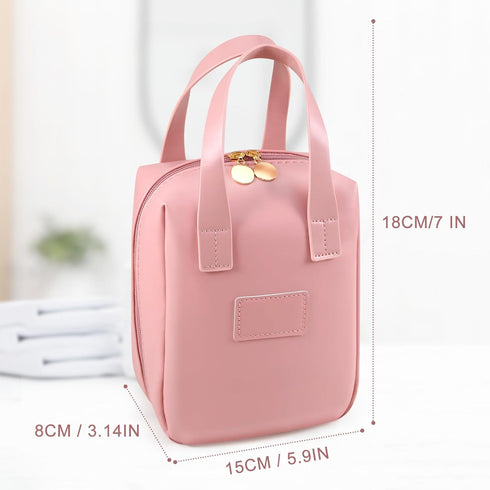 Makeup Bag, Waterproof Portable PU Leather Travel Toiletry Bag, Beauty Cosmetic Travel Bag for Women, Wide-open Handbag with Dividers, Makeup Bag ...