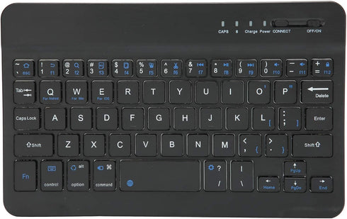 VBESTLIFE 7in Slim Lightwight Bluetooth Keyboard for Android iOS Win, Portable Aluminum Alloy Wireless USB Keyboard Black for Smart Phone/Pad/Lapt...