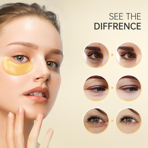 30 Pairs 24K Gold Under Eye Patches Face Masks Dark Circles Puffy Eye Bags Collagen Skincare Spa Trip Eye Mask...