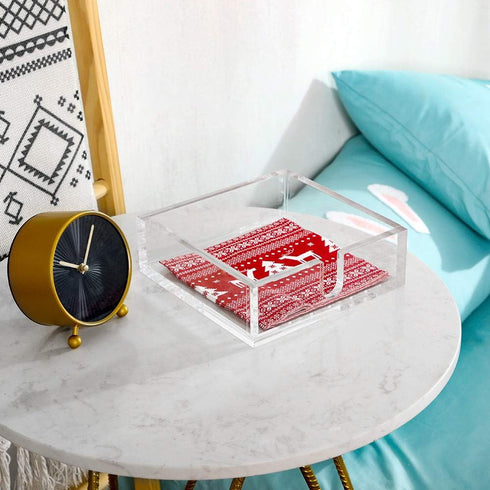 IEEK Acrylic Luncheon Napkin Holder,Decorative Napkin Tray for Dining Table and Kitchen,Clear Flat Napkin Holders Tissue Dispenser,7.1 x 7.1 x 2.6...