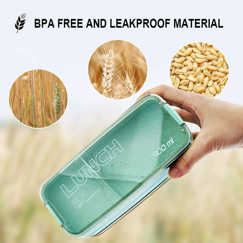Iteryn Bento Box Lunch Box, 3-In-1 Compartment Lunch Containers - Wheat Straw, Leakproof Stackable Bento Lunch Box for Meal Prep...