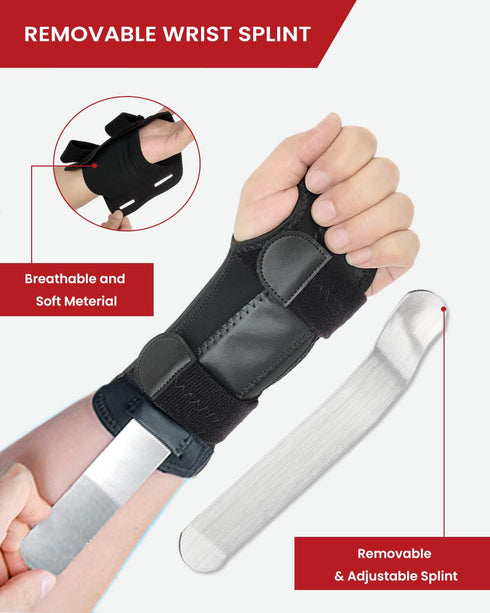 Wrist Brace for Carpal Tunnel Night Sleep Support with Adjustable Splint for Men and Women for Pain Relief, Tendonitis, and Sports Injuries (Right...