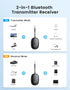 Bluetooth 5.3 Transmitter Receiver for Airplane, 2 in 1 Wireless Bluetooth Transmitter Adapter for AirPods or Wireless Headphones Dual Pairs, 3.5m...