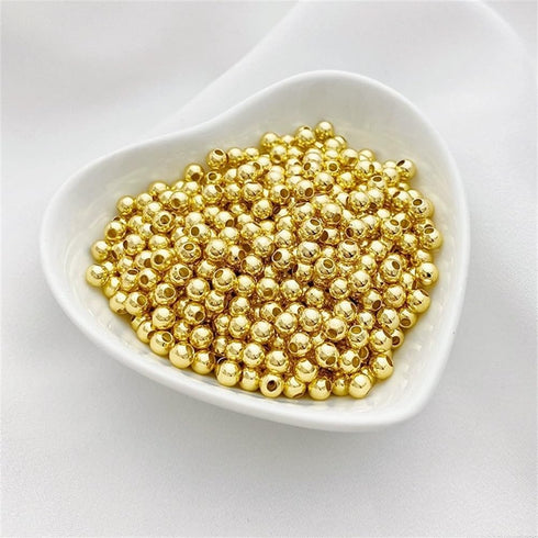 500Pcs 4mm Smooth Round Beads Gold Spacer Loose Ball Beads for Bracelet Jewelry Making Craft...