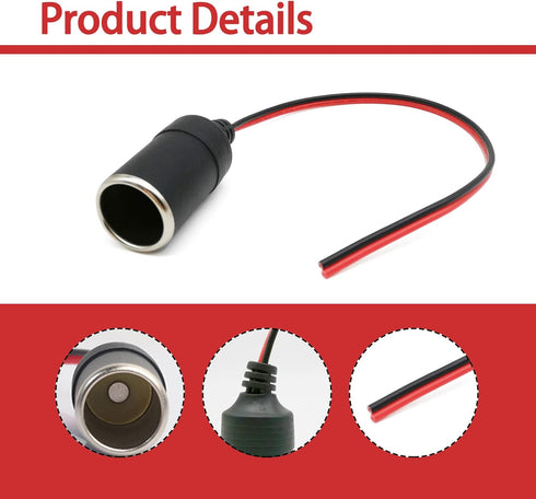 Car Charger Power Cigarette Lighter Female Socket Cable Plug Adapter, 12V 24V Car Replacement Cigar Cable Connector Adapter Auto Charger Power Cor...