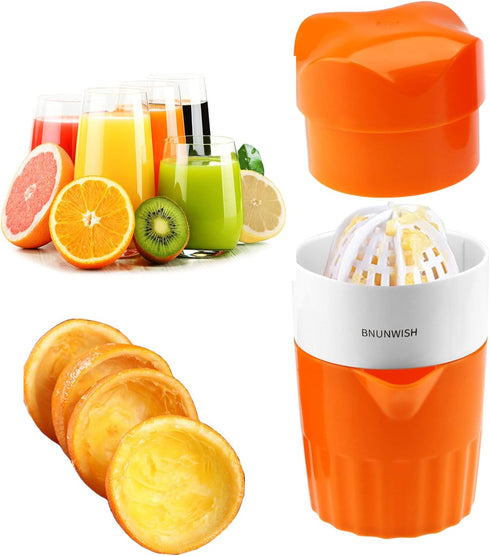 Hand Juicer Citrus Orange Squeezer Manual Lid Rotation Press Reamer for Lemon Lime Grapefruit with Strainer and Container, 2 Cups...