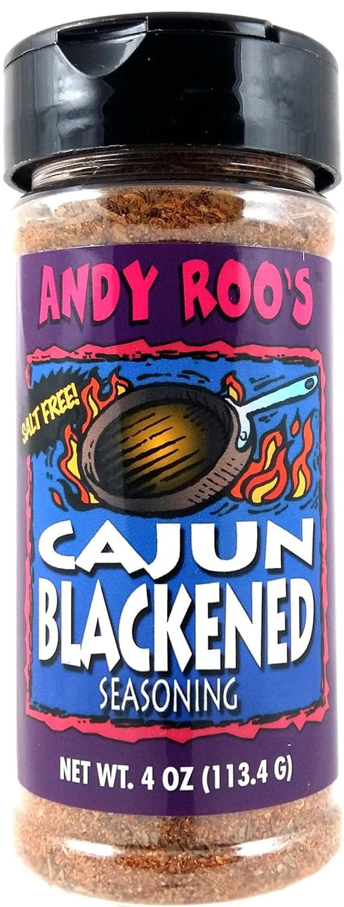Andy Roo's Cajun Blackened Seasoning, 4 Ounce Shaker (Salt-Free Blend)....