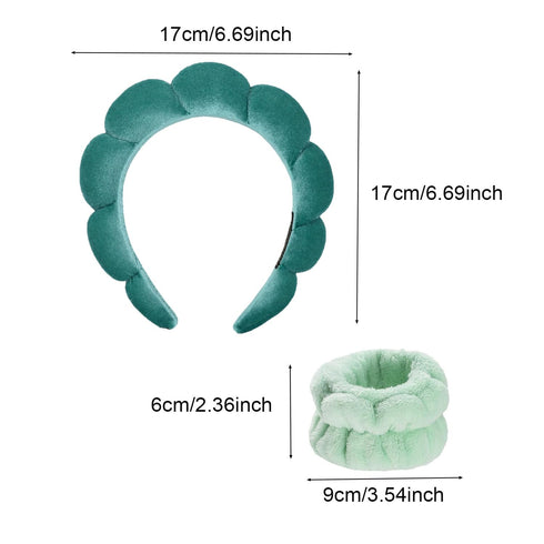 Spa Headbands for Washing Face, Makeup Headband, Skin Care Headbands, Wristband Set, Bubble Facial Headband, Towel Headband,Hairband Puffy headban...