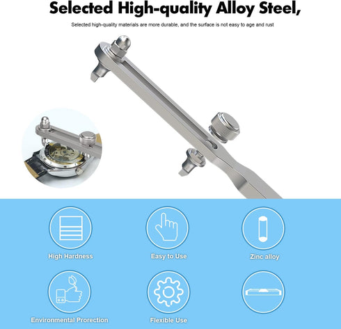 Freejoy Adjustable Watch Back Remover Tool, Wrench Type Watch Case Back Opener Remover Watchmaker Watch Repair Kit for Battery Replacement and Wat...