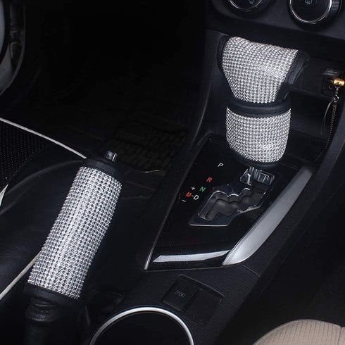 Uphily Bling Bling Seat Belt Pads for Car, Crystal Rhinestone Handbrake Cover, Diamond Shift Gear Knob Cover for Girls or Women...