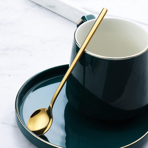 Stainless Steel Coffee Spoons, 6.7 Inch Stirring Spoons, Cocktail Stirring Spoons for Coffee Tea Dessert Cake Ice Cream Cappuccino (Round-Silver-4...