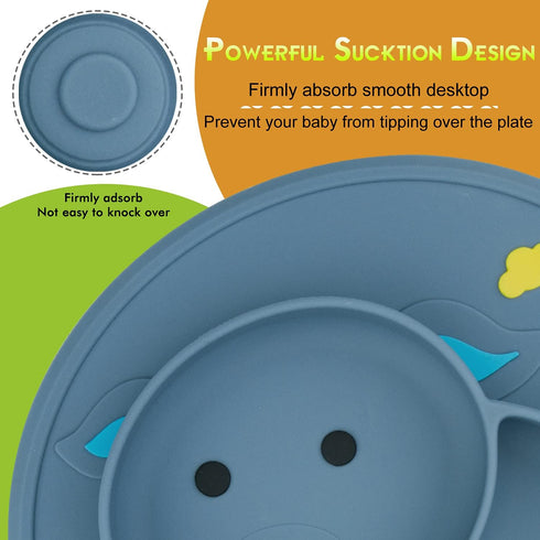 Qshare Toddler Plate, Portable Baby Plates for Toddlers and Kids, BPA-Free Strong Suction Plates for Toddlers, Dishwasher & Microwave Safe Silicon...