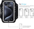 iPhone 16 15 Pro Max & Plus Armband, JEMACHE Gym Workouts Running Phone Arm Band for iPhone 16 15 14 13 12 11 Pro Max/Plus with Airpods Holder (Bl...