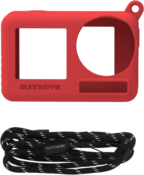 Osmo Action 3/4 Silicone Case Lanyard for DJI Action 4 Camera Accessories with Neck Strap, Waterproof Silicone Protective Case for Insta360 GO 3 C...