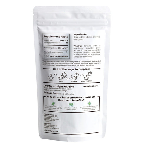 2 oz. Siberian Ginseng Ginseng Root Tea (Eleutherococcus Senticosus) - 56g Ginseng Roots Herb Tea Ginseng siberiano...