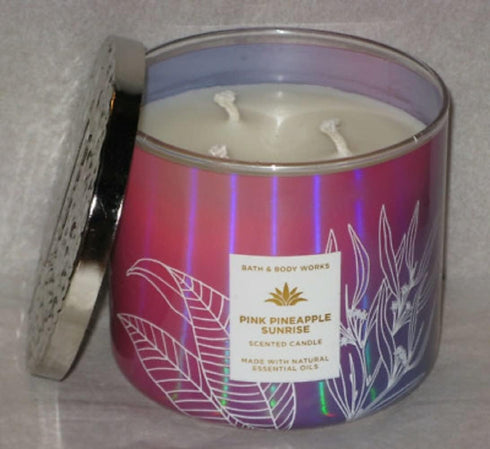 Bath & Body Works, White Barn 3-Wick Candle w/Essential Oils - 14.5 oz - 2022 Spring Scents! (Pink Pineapple Sunrise)...