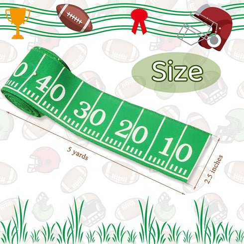 Football Wired Edge Ribbon, 20 Yards 2.5 Inch Sports Burlap Ribbon, Rolls Ball Pattern Ribbons, Green Brown Wired Ribbon for DIY Present Wrapping ...