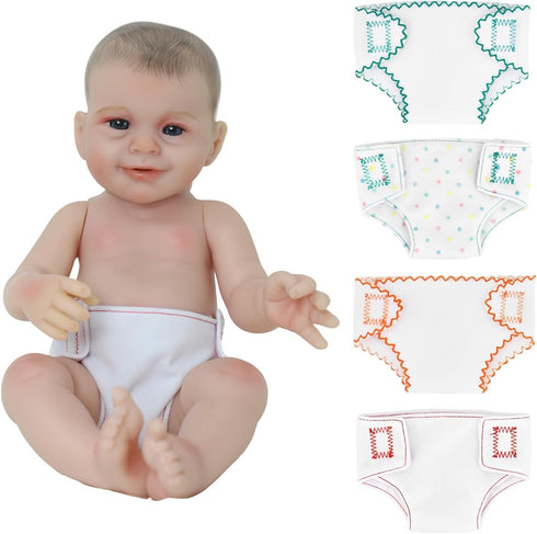SCOM 4 PCS Baby Doll Diapers Baby Doll Accessories Sets Sized for 14-18 inch American Reborn Baby Dolls,Realistic Baby Dolls, for Kid Age 3+ (Diap...