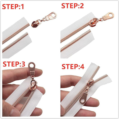 MebuZip #5 Silver Metallic Nylon Coil Zippers by The Yard Bulk Coil Zipper Roll 10 Yards with 25pcs Pulls for DIY Sewing Craft Bags (White)...