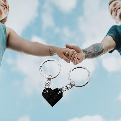 Brick Keychain for Couples Friendship - 2pcs Matching Heart Colorful Keychain Set for Couples Valentine's Day BFF...