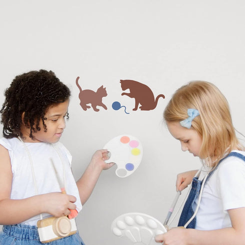 FINGERINSPIRE 4 Pcs Cat Butterfly Stencil 11.7x8.3 inch A4 Size Cat Playing Ball of Yarn Stencil Reusable Large Vinyl Template for Painting on Woo...