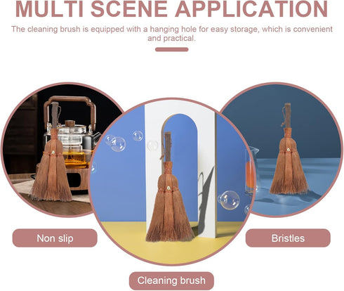 Witch Broom Palm Broom Mini Natural Whisk Broom Thai Desk Cleaning Computer Keyboard Broom Gongfu Tea Cup Duster for Home Tea Ceremony Tools Weddi...