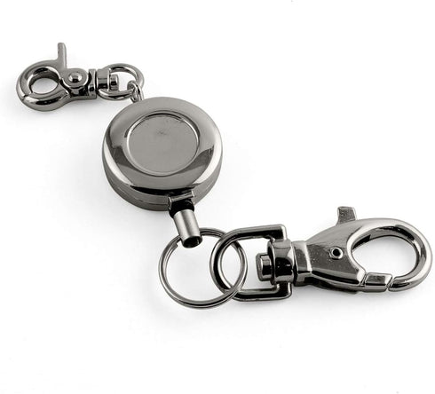 1PCS Retractable Key Chain with Hook Zinc Alloy High Resilient Anti-lose Stretch Key Ring Holder Tool Telescopic Rope Black...