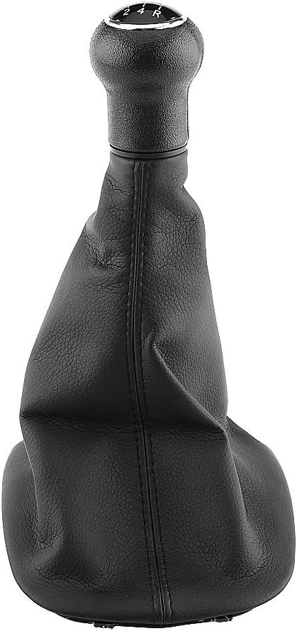 Manual Black Gear Shifter Knob Kit 5 Speed Gear Shifter Knob Gaiter Boot Cover Leather Gear Stick Cover Dust-Proof Replacement...