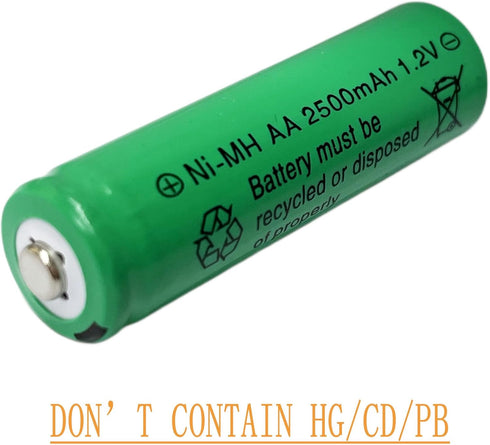 12 Packs High Performance Ni-MH 1.2V AA 2500mAh Rechargable Batteries for Solar Garden Lights, Remotes, Mice...