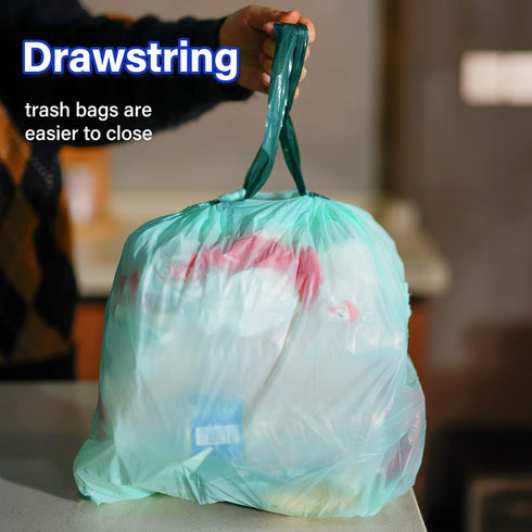 4 Gallon Compostable Trash Bags Drawstring Biodegradable Trash Bags 100% Compost Small Trash Bags for Kitchen Bathroom Office ASTM D6400 BPI Certi...