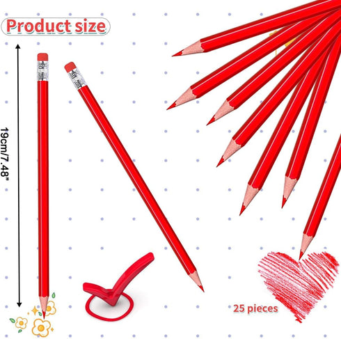 25pcs Checking Pencils advertising pencil Erasable Pre-Sharpened #2 HB with Eraser (Red)...