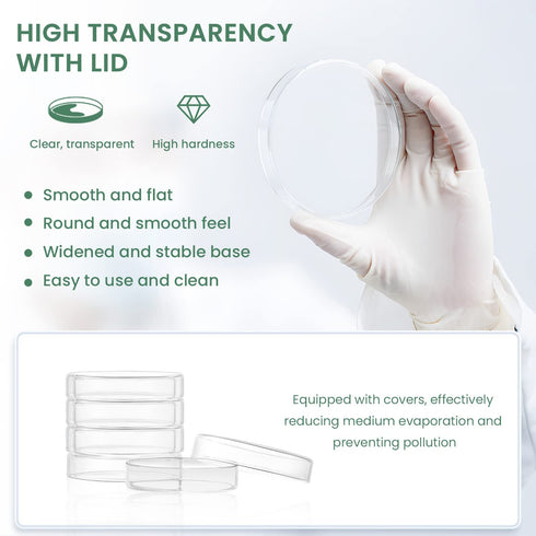 Huanyu 60mm Glass Petri Dish with Lids High Borosilicate Glass Petri Dishes Bacterial Culture Dishes for Lab Science Experiment (5pcs: 60mm)...