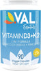 VAL Essentials Vitamin K2 + D3 Supplement - High Potency 5000 IU D3 & 90 mcg K2 MK-7, Non-GMO, Easy to Swallow Vitamin D & K Complex, 90 Vegetaria...