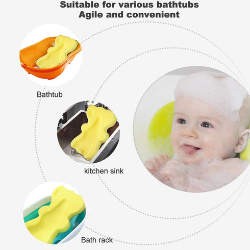 HALLO Soft Infant Bath Sponge Skid Proof Baby Bath Mat Newborn Odor Free (Yellow)...