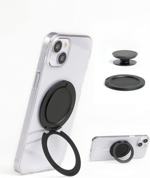 R Stand Phone Grip Magnetic Base for iPhone 12 13 14 Series,Magnetic Desk Phone Stand, Compatible with MagSafe Cases, Removable Socket Grip Base f...