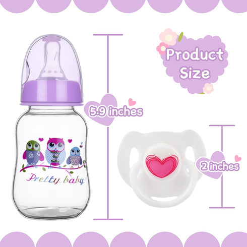 JIZHI Reborn Baby Doll Bottle and Magnetic Pacifier Set, Baby Doll Accessories for Reborn Baby Dolls, Pretend Play Feeding Toy Kids Gift (Purple)...