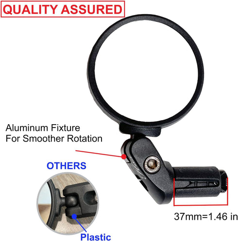 Hafny Bar End Bike / Bicycle Mirror, Stainless Steel Lens , Safe Adjustable Rearview Cycle / E-bike Mirror, HF-MR083 (Black 62mm)...