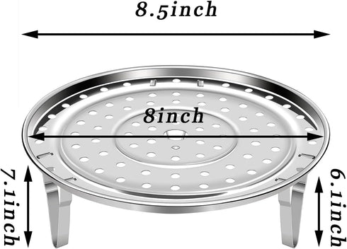 Steamer Rack for Cooking,18/8 Stainless Steel Steaming Rack,8.5 Inch Steam Tray with Removable Legs for Steamer Cookware Baking Instant Pressure C...