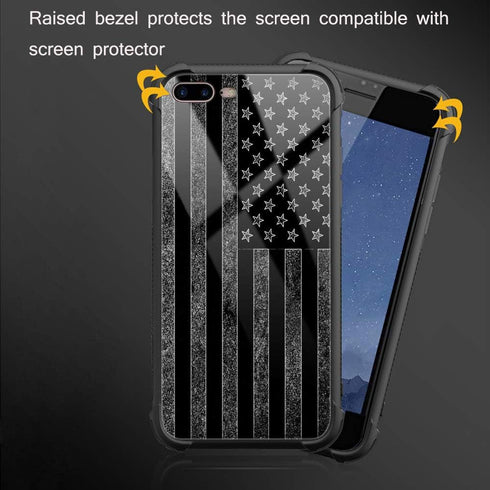 Case for iPhone 7/8/SE2, American Flag Design, Tempered Glass + Soft Silicone TPU Shock Protection...