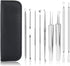 Pimple Popper Tool Kit, UUBAAR 9 PCS Blackhead Remover Tools with Tweezers, 16-Heads Professional Acne Zit Pimple Popper Extraction Tools, Whitehe...