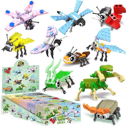Animal Building Block Toy Set, 10 Pack Brick Figure Party Favors for Kids, Gifts Goodie Bags , Filler, Prizes, Birthday, Christmas (Insect)...