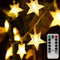 Homeleo Warm White 50 Led Star Fairy Lights with Remote Control, Battery Powered Five-Pointed Star String Lights...