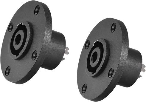 uxcell 4-Pin Speakons Panel Mount Connector,Audio Speaker Jack Twist Lock,Round Speaker Jack Plate with Metal Insert,2Pcs...