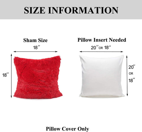 YOUR SMILE Pack of 2, Christmas Decorative New Luxury Series Merino Style Faux Fur Throw Pillow Case Cushion Cover 18" x 18"(Red)...